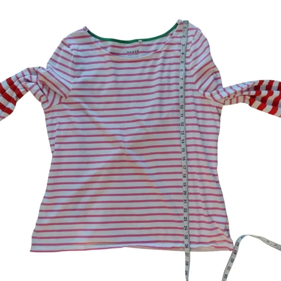 Boden Ella Long Sleeved Breton Top Ivory, Red, and Party Pink - Picture 12 of 13